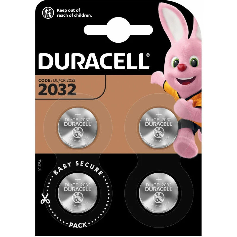 Duracell CR2032 litija monētas baterija 3V — 4 gab. iepakojums