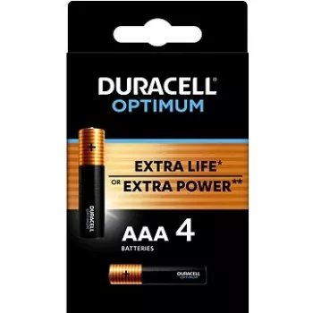 Duracell OPTIMUM AAA sārma baterijas, 4 gab. iepakojums – ilgstoša jauda mazām ierīcēm