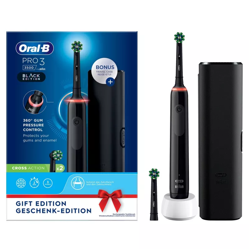 Oral-B Pro 3 3500 Pieaugušo rotējoša zobu birste Melna