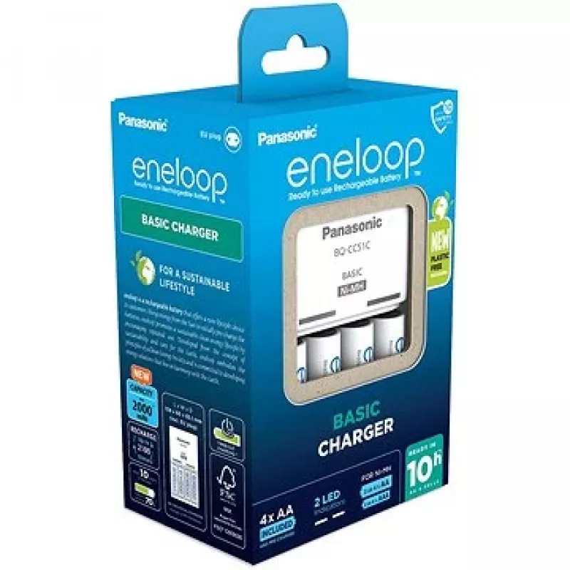 Lādētājs PANASONIC Eneloop Basic BQ-CC51 + 4x AA 2000 mAh (K-KJ51MCD40E)