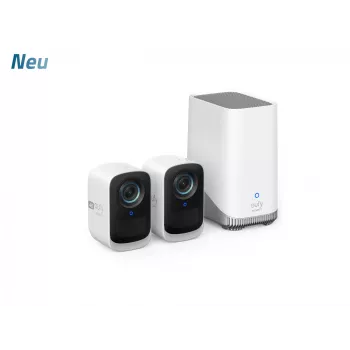 Eufy Security S300 EufyCam 3C 2-Kameras Komplekts Āra Novērošanas Kamera Bezvadu, 4K Kamera, Paplašināma Vietējā Uzglabāšana līdz 16TB, Sejas Atpazīšanas AI