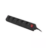 Lanberg PS1-05E-0300-BK pagarinātājs ar 5 rozetēm, 3 m, melns, ar slēdzi