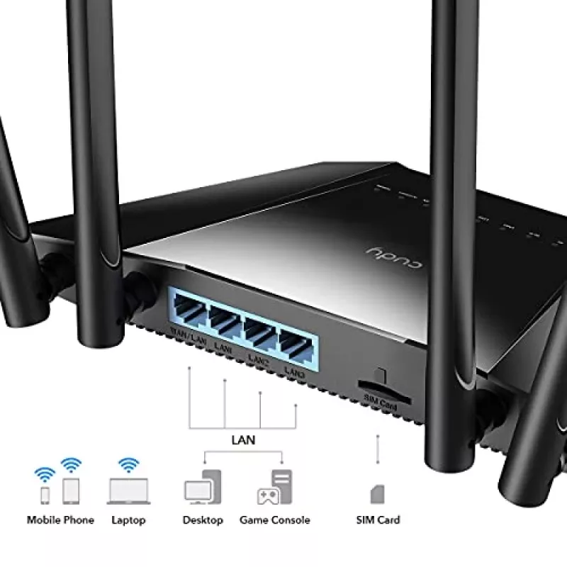 Cudy LT400 4G LTE bezvadu maršrutētājs, Fast Ethernet, vienas joslas (2.4 GHz), melns