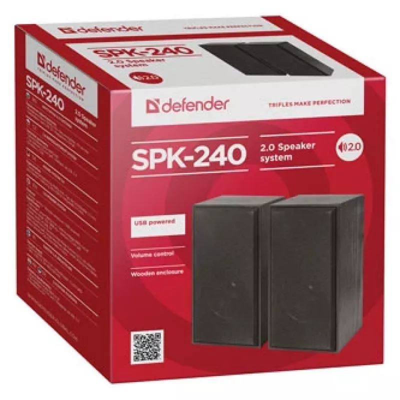 DEFENDER SPK-240 vadu darbvirsmas skaļruņi, 2.0, 6 W RMS, USB barošana, 3.5 mm, melni