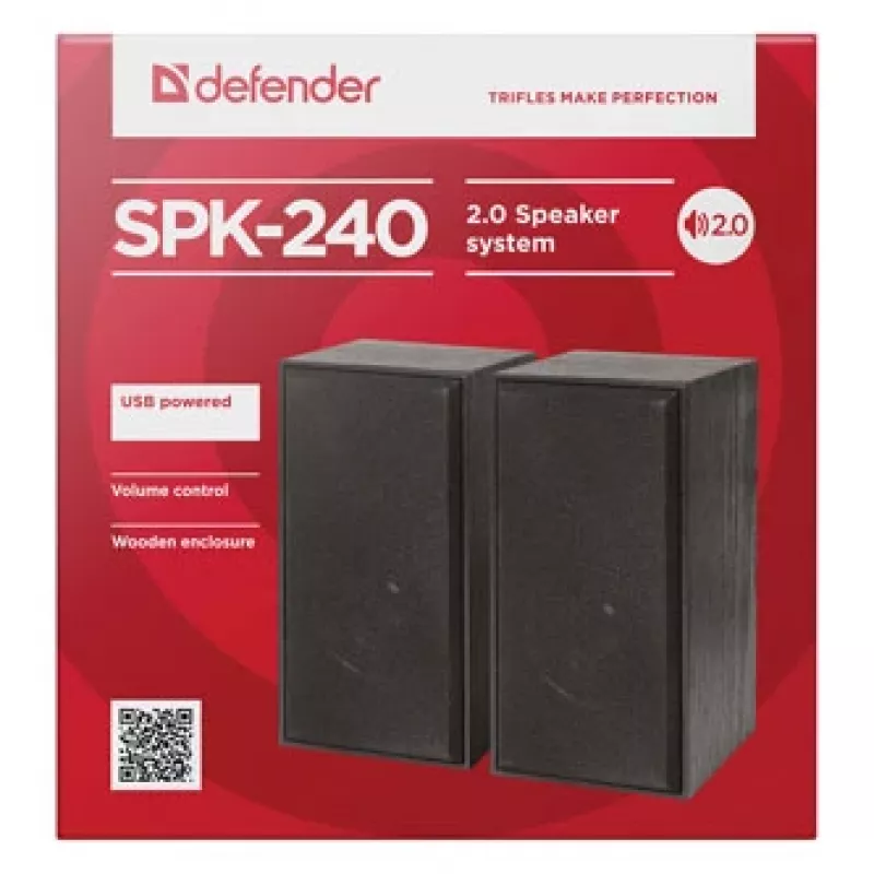 DEFENDER SPK-240 vadu darbvirsmas skaļruņi, 2.0, 6 W RMS, USB barošana, 3.5 mm, melni