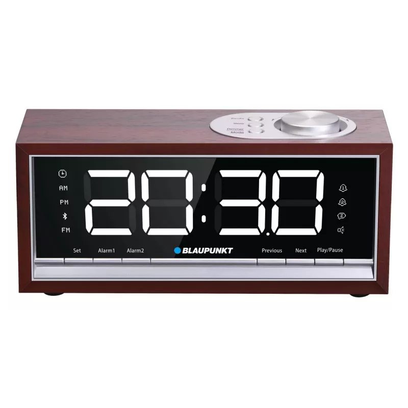Pārnēsājams radio modinātājs BLAUPUNKT CR60BT — FM PLL, Bluetooth, LED displejs, 60 atmiņas, baterija/līdzstrāva, CR2032 rezerves