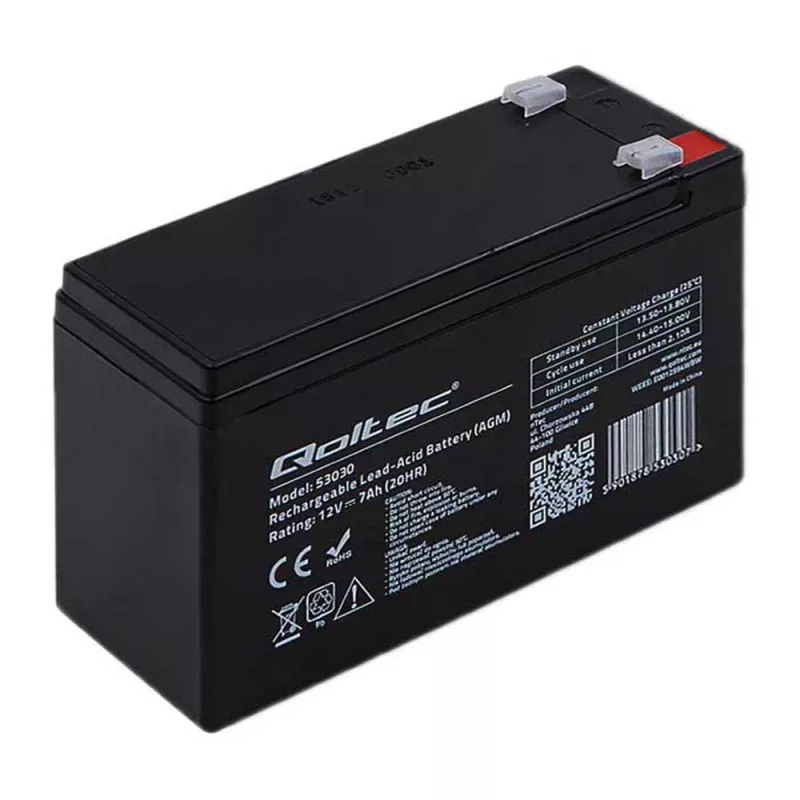 QOLTEC 53030 AGM akumulators 12V 7Ah