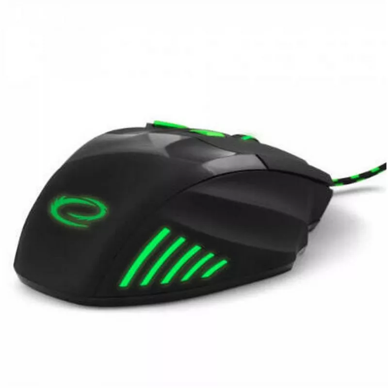 Esperanza EGM201G MX201 Wolf spēļu pele ar vadu, 7D, optiskā, 2400 DPI, USB, zaļa