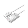 Unitek Y-247A USB stereo skaņas karte, USB 2.0 A tipa uz 2x 3,5 mm minijack, alumīnija, 47 x 28 mm, sudraba