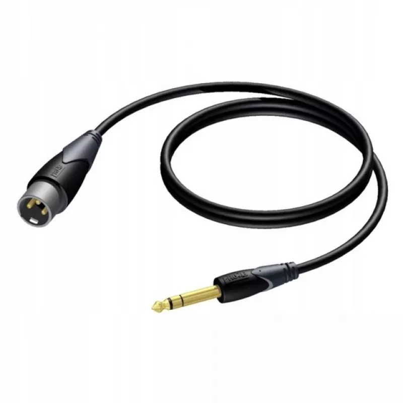 Audio kabelis Procab XLR vīrišķais uz 6.3 mm (1/4 collas) ligzdu vīrišķo, stereo, 3 m