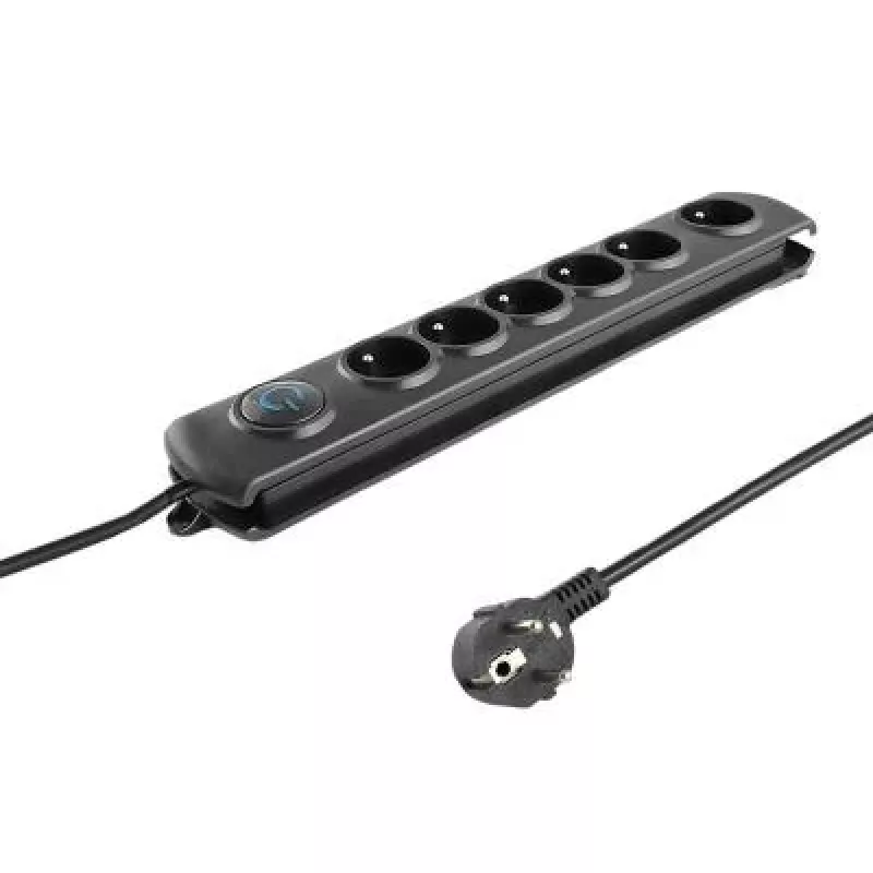 Pārsprieguma aizsargs Qoltec 50112 Melns 6 kontaktligzdas 230V 3m