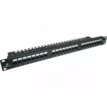 Patch panel Alantec PK001 24-portu UTP Cat.6 1U 19 collu – 24x RJ45, U/UTP (UTP), melns