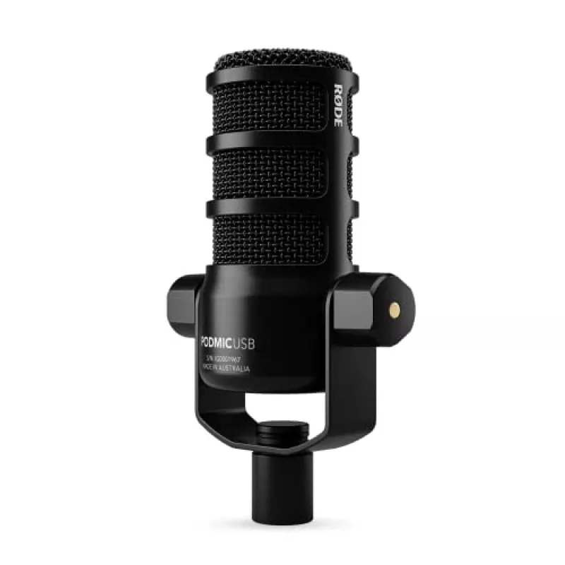 Studijas mikrofons RØDE PodMic USB — kardioīds XLR/USB, 24-bit/48 kHz, USB-C, austiņu izeja, rotējošs skaļums, melns
