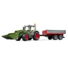 Rotaļlietu traktors BRUDER Fendt Vario 211 ar frontālo iekrāvēju un sānu piekabi