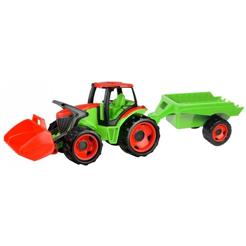 Lena 02136 Traktors ar kausu un piekabi Sarkanā krāsā
