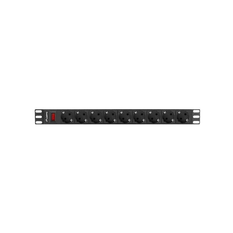 Lanberg PDU-09F-0300-BK 1U statņa PDU, 9x Schuko, 16 A, 3 m, melns