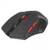 Bezvadu optiskā pele DEFENDER ACCURA MM-275 RF, abpusēja, 1600 DPI, USB RF uztvērējs, 5–6 pogas, melna/sarkana
