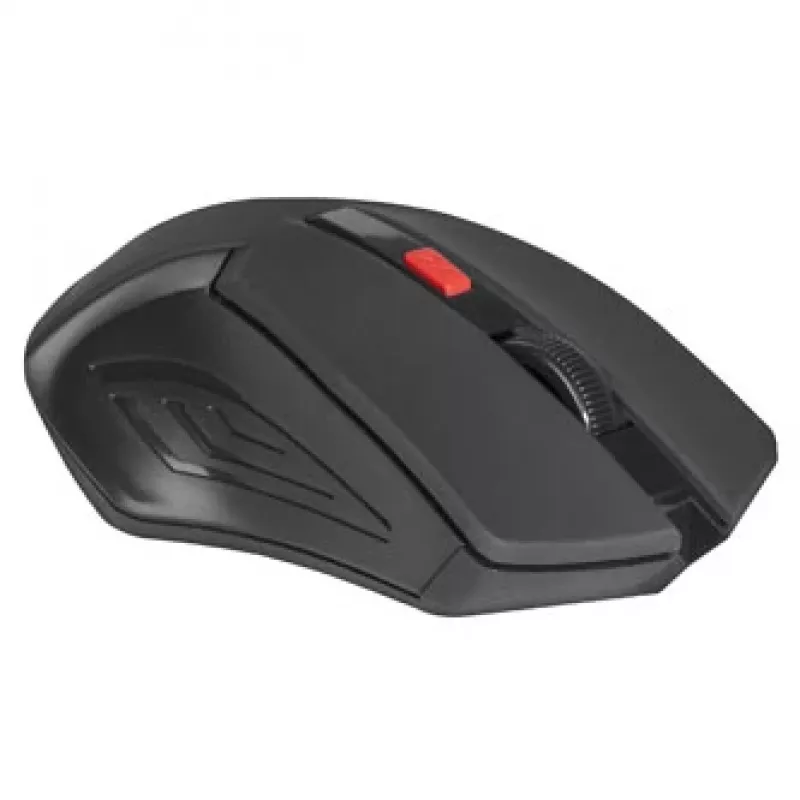 Bezvadu optiskā pele DEFENDER ACCURA MM-275 RF, abpusēja, 1600 DPI, USB RF uztvērējs, 5–6 pogas, melna/sarkana