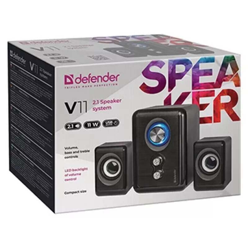 DEFENDER V11 11 W vadu 2.1 darbvirsmas skaļruņi, USB 5 V, melni
