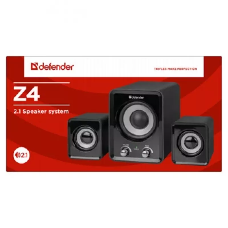 DEFENDER Z4 vadu 2.1 skaļruņi, 11 W RMS, melni, USB 5V barošana, 3.5 mm austiņu izeja