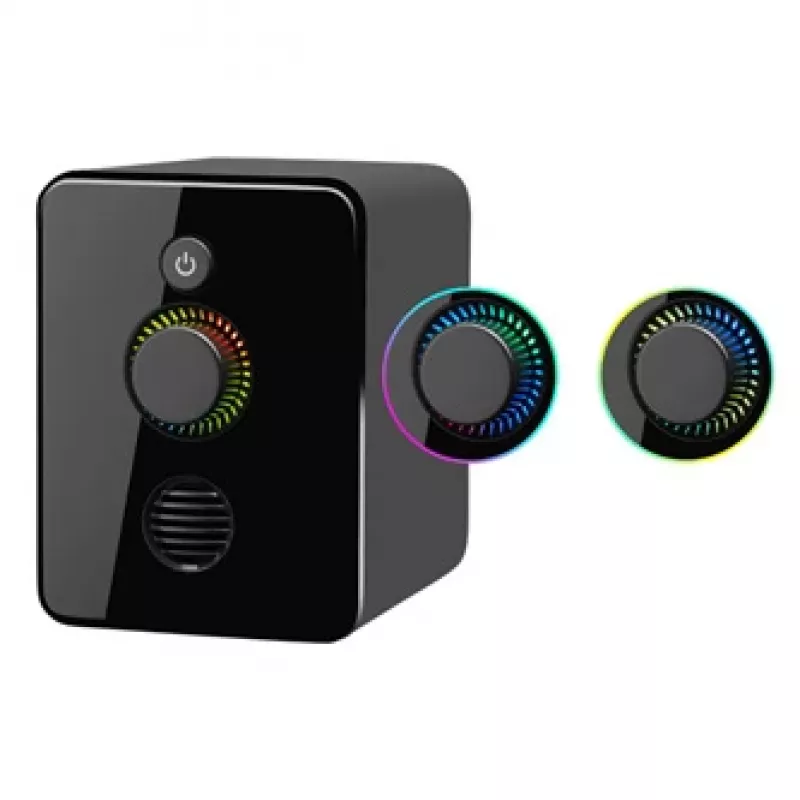Defender V12 65212 2.1 datora skaļruņu sistēma, 11 W, 5 W basu skaļrunis, USB barošana, LED apgaismojums, melna, 115 x 130 x 223 mm