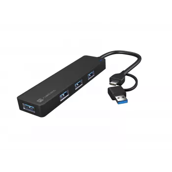 USB Hubs NATEC Mayfly USB 3.2 Gen 1 Type-A Type-C 5000 Mbit/s Melns