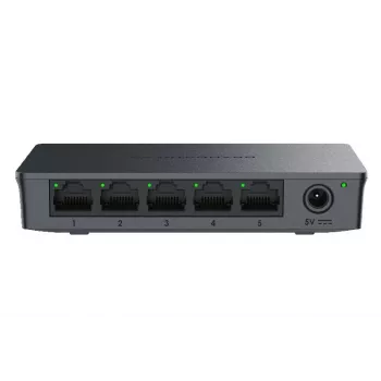 Grandstream GWN7700 Neuzraudzīts Layer 2 Slēdzis 5x Gigabit Porti 10Gbps Pārslēgšanas Jauda 802.1p QoS Melns Galda/Sienas Montāžai 5VDC