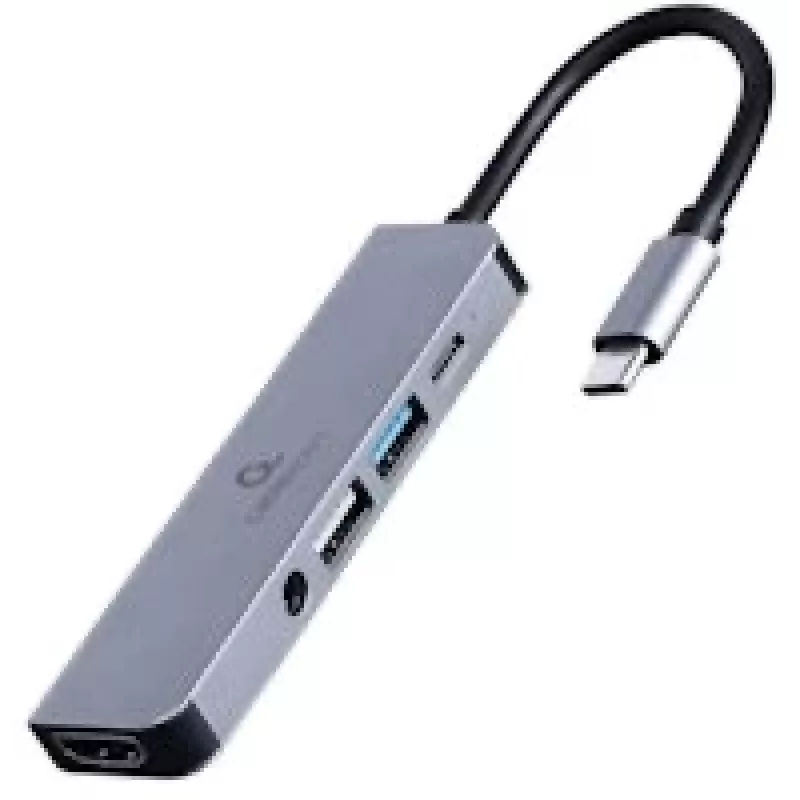 Gembird A-CM-COMBO5-02 USB-C 5-in-1 daudzportu adapteris, sudraba