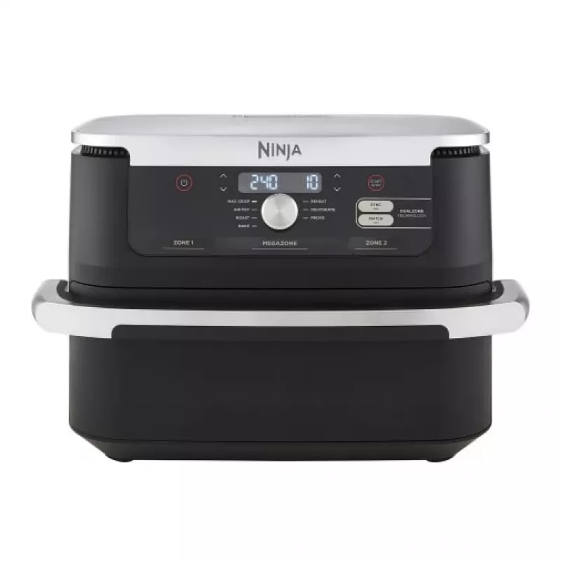 Ninja AF500EU fritieris Double 10.4 L Brīvstāvošs 2470 W Karstā gaisa fritieris Melns, Nerūsējošais tērauds