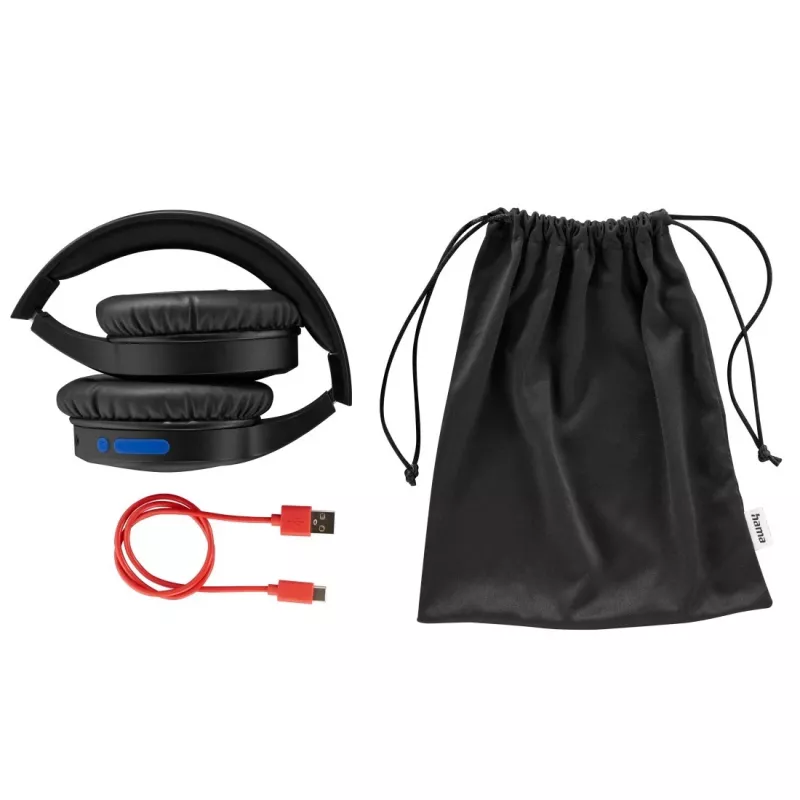 Hama 00184160 Bezvadu un vadu austiņas ar USB Type-C Bluetooth, melnas/zilas