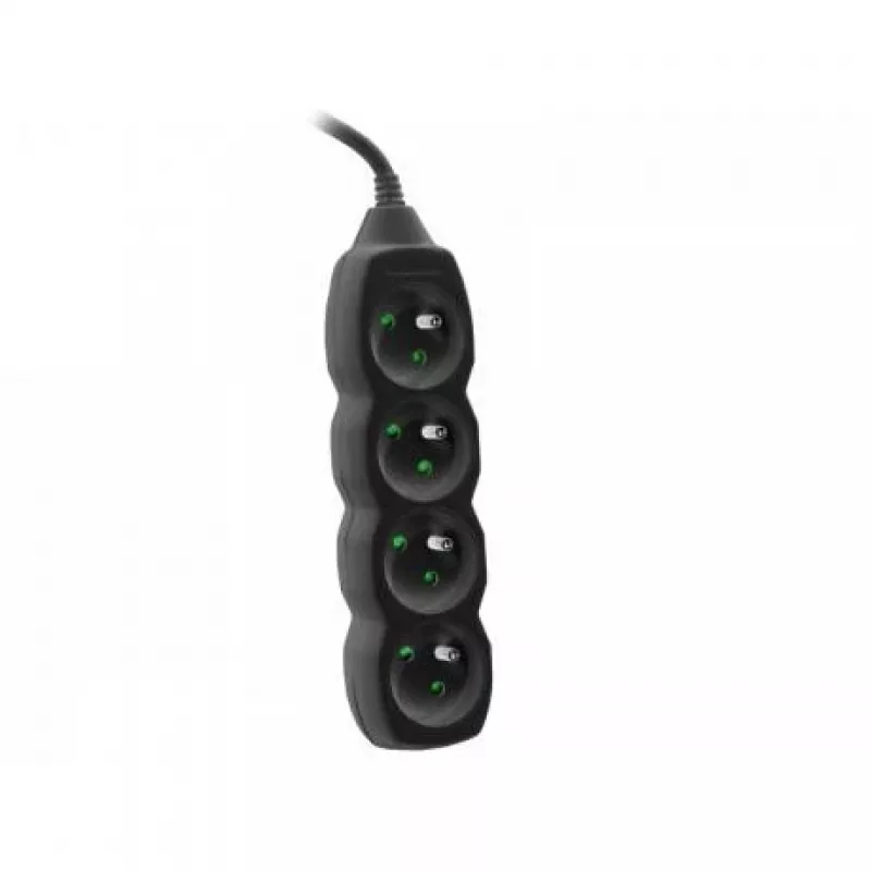 Tracer PowerCord pagarinātājs, 4 kontaktligzdas, 3m, melns