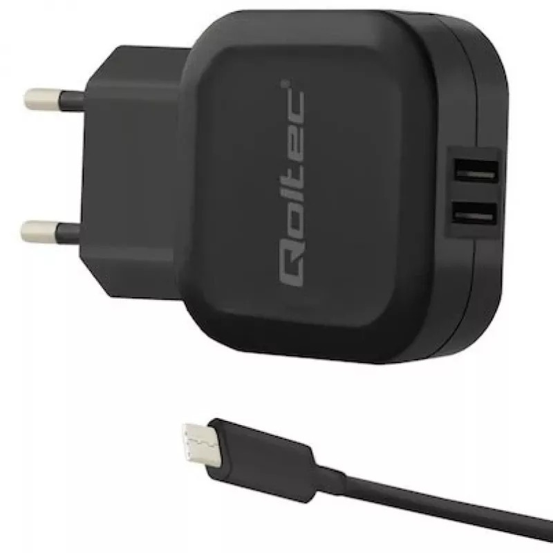 Qoltec 50188 universāls lādētājs klēpjdatoriem, viedtālruņiem, viedpulksteņiem, planšetēm, telefoniem, melns, AC/DC iekštelpām