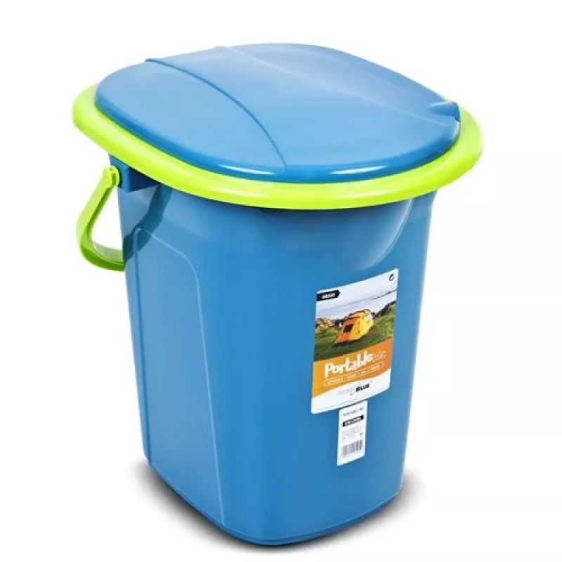GreenBlue GB320BL Pārnēsājams tualetes spainis ar vāku un rokturi, 19L, izturīgs un stabils