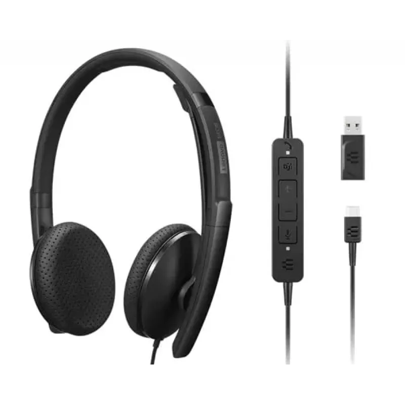 Lenovo 4XD1M45626 vadu austiņas ar mikrofonu, USB Type-C, melnas
