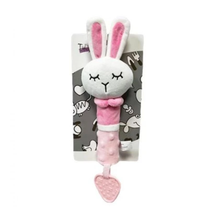 Mīksts plīša skaņu rotaļlieta TULILO Bunny 17 cm — grabulītis zīdaiņiem un mazuļiem