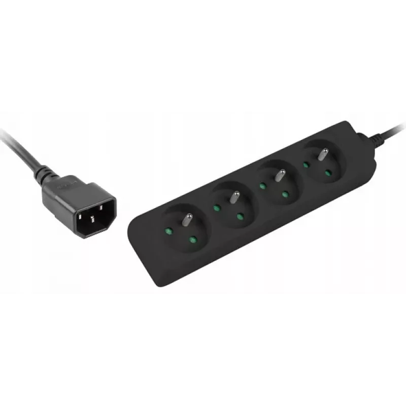 Pagarinātājs Lanberg PS0-04E-0100-IEC-BK 1m 4 AC kontaktligzdas 10A Melns Iekštelpām