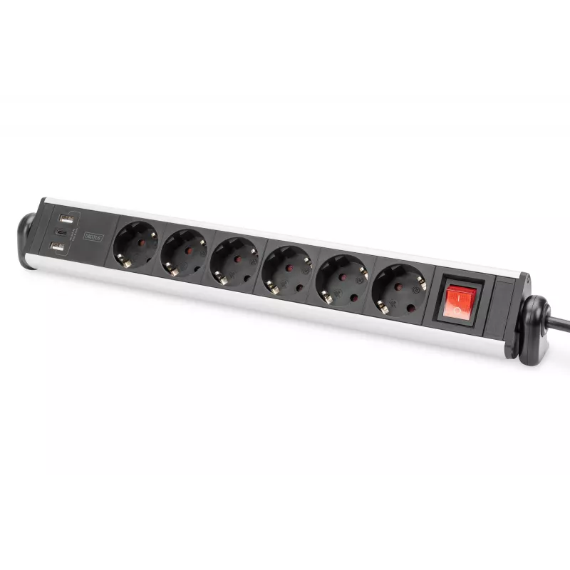 Digitus 6-vietu biroja pagarinātājs ar 3x USB portiem un 1,5 m kabeli