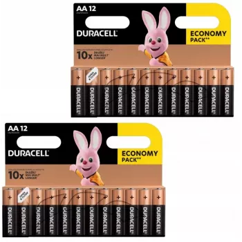 Duracell sārma AA (LR6) baterijas, 24 gab. iepakojums