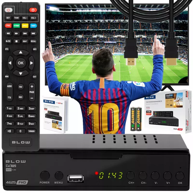 Ciparu TV uztvērējs BLOW 4625FHD DVB-T2 H.265, HDMI, USB, SCART, Ethernet, S/PDIF