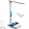 Media-Tech MT222 Leditou LED galda lampa ar 15 W Qi bezvadu uzlādi, pulksteni, modinātāju, termometru, baltā krāsā