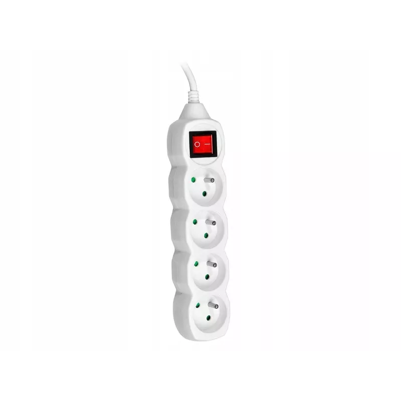 TRACER PowerWatch 3 m (4 kontaktligzdas) balts ar barošanas slēdzi