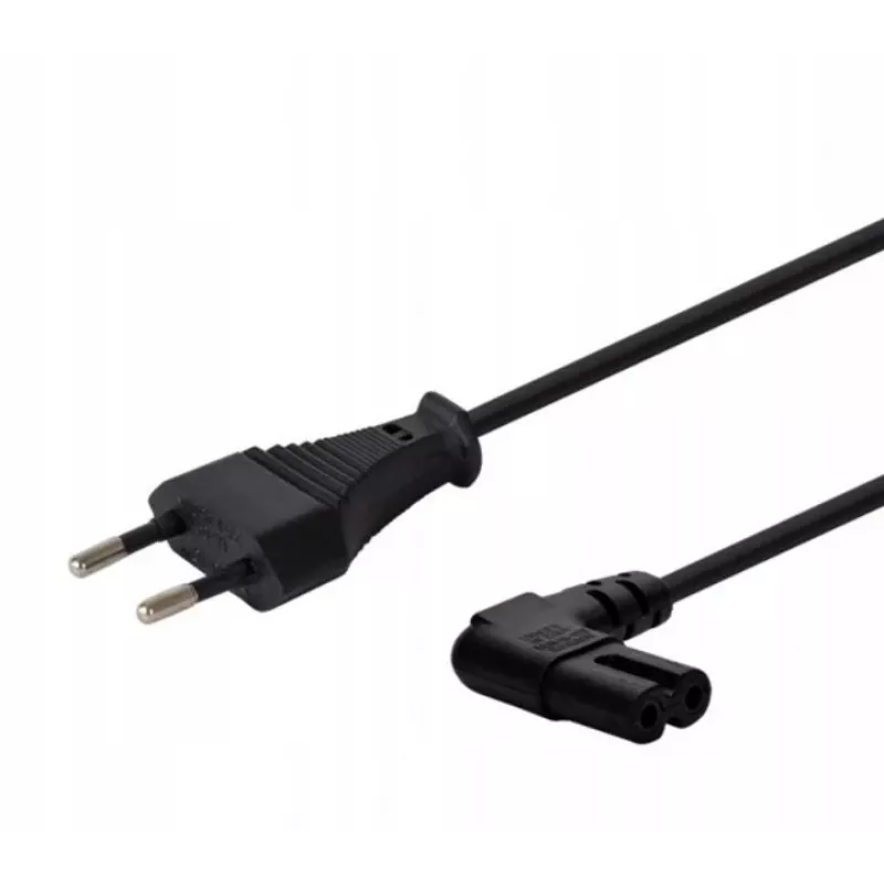 Strāvas kabelis SAVIO CL-144, 3 m, leņķveida 2-pin uz IEC Type E savienotāju, melns