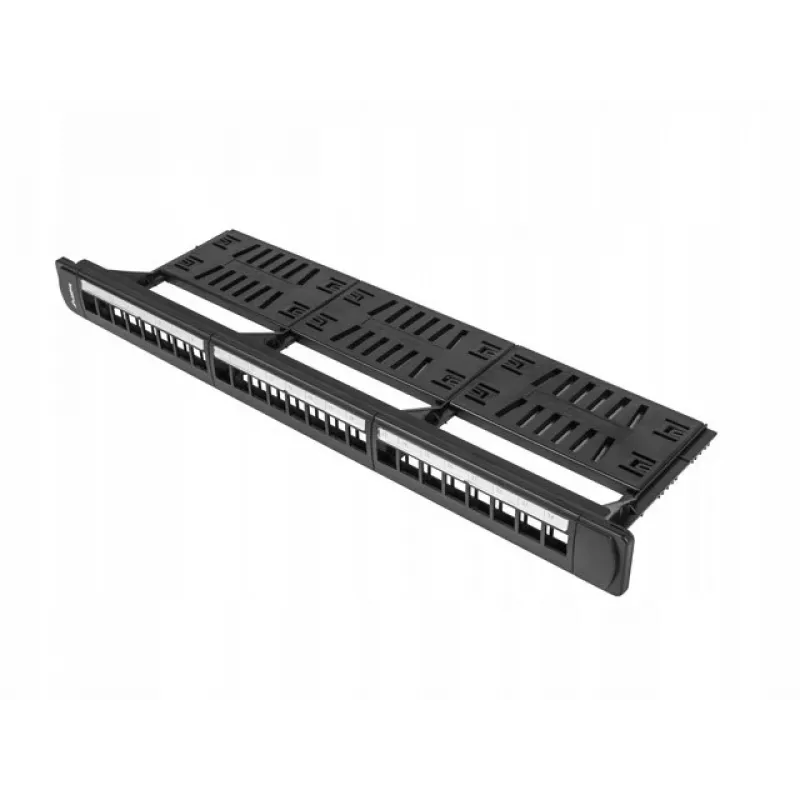 Patch panel 1U LANBERG PPKS-1124-B, 24 porti, 1U, ABS, melns, 482.6×44.5×154 mm