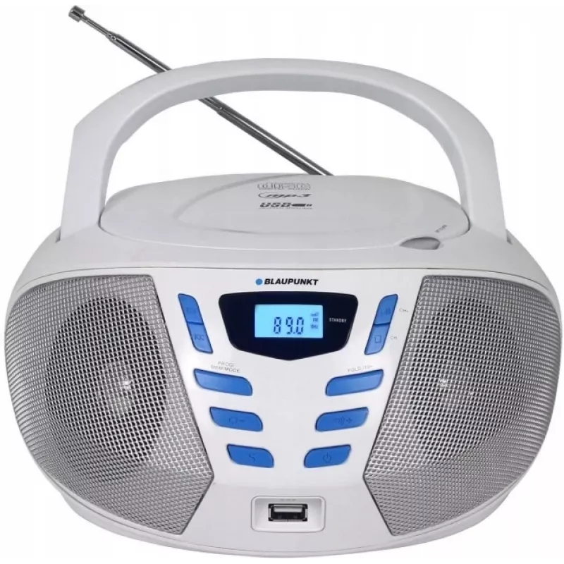 Pārnēsājamā stereo sistēma Blaupunkt BB7-WH, 2.4 W, FM, pelēka, MP3 atskaņošana