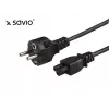 Strāvas kabelis SAVIO CL-67 1,2 m H03VV-F 3×0,75 mm² IEC C5 – CEE7/7 melns