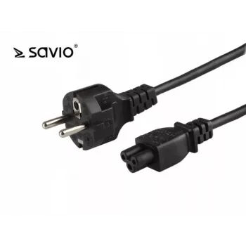 Strāvas kabelis SAVIO CL-67 1,2 m H03VV-F 3×0,75 mm² IEC C5 – CEE7/7 melns