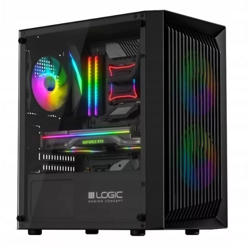 Logic Atos ARGB Mini USB 3.0 melns Micro Tower datora korpuss (AM-ATOS-10-0000000-0002)