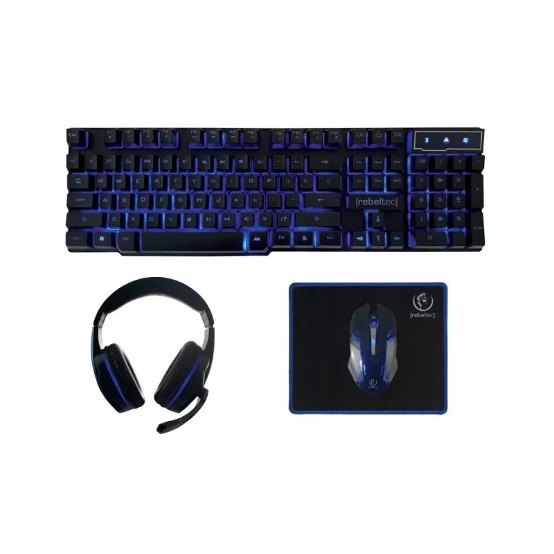 Rebeltec SHERMAN Gaming USB QZERTY Angļu Melna tastatūra ar peli