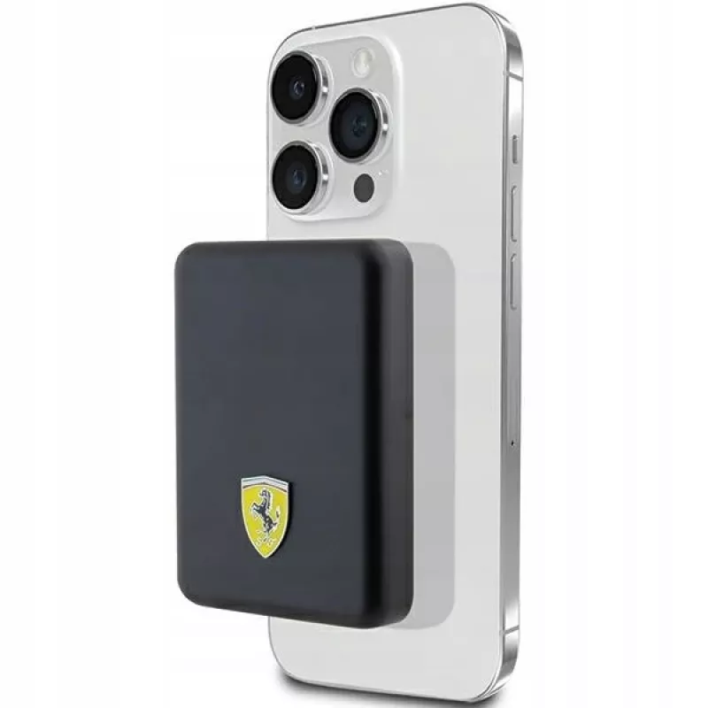 Ferrari Powerbank FEPB5MNCAK 15W 5000mAh Melns/melns Metāla Logotips MagSafe