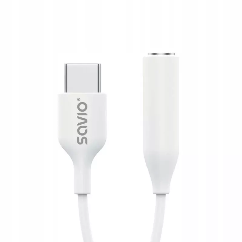 USB Type-C (vīr.) – Jack 3.5mm (siev.) audio adapter balts SAVIO AK-52
